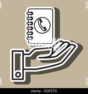hand and telephone isolated icon design Stock Vector