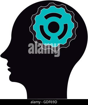 gears in head icon Stock Vector