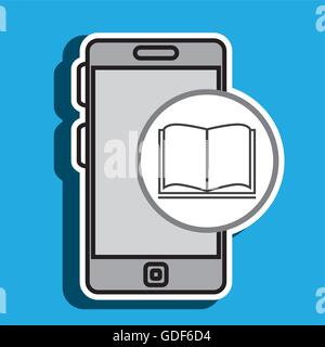 smartphone blue and book isolated icon design Stock Vector