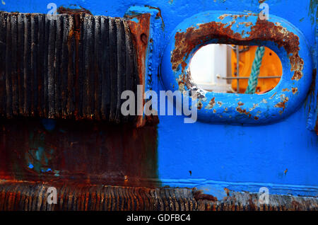 Detail of paint on side of boat Stock Photo