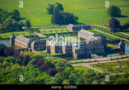 Aerial view, moated castle, Nordkirchen Castle, Westphalian Versailles Castle, with Castle Park, French baroque style, moat Stock Photo