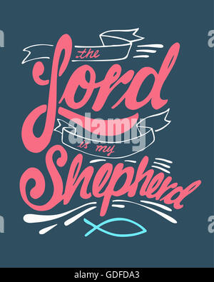 Hand drawn vector illustration or drawing of the religious phrase: The Lord is my Shepherd Stock Photo