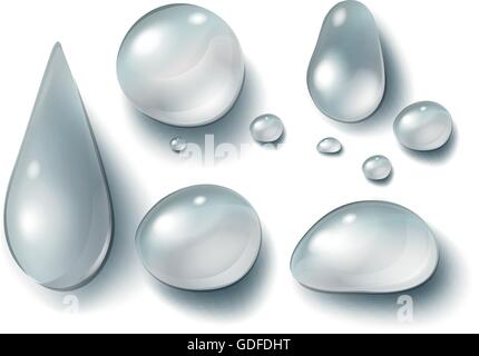 Set of water drops  illustration Stock Vector