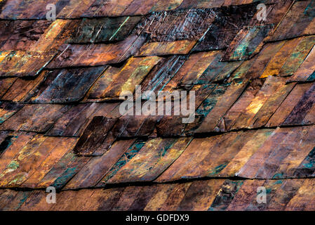 Old Rustic Metal Roof Shingles Background Pattern Bodie Ghost Town California Stock Photo