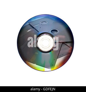 Dvd or cd and old floppy disk inside Stock Photo