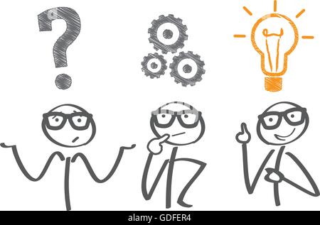 Thinking. Businessman solving a problem Stock Vector