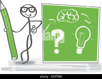 Businessman pointing at the blackboard approach Stock Vector