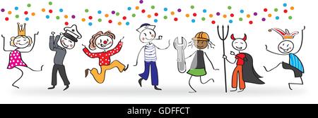 Celebration festive background with carnival stick figures Stock Vector