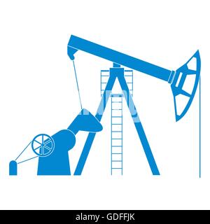 Stylized icon of the equipment for oil production on a white background Stock Vector