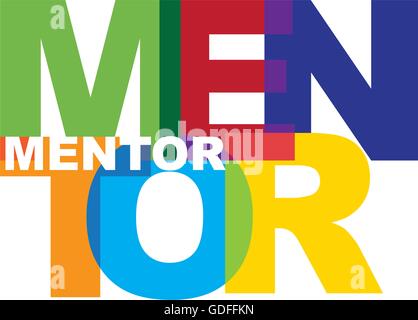 transparent letters forming the word mentor Stock Vector