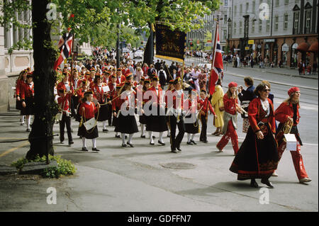 School band in uniforms during the National Day celebrations Stock Photo