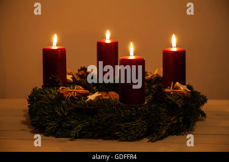 Advent wreath with four candles Stock Photo