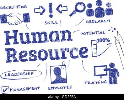 Human resource. Chart with keywords and icons Stock Vector