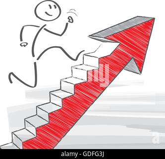 figure climbs corporate ladder Stock Vector