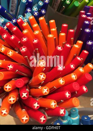 Colorful Orange Markers, Retail Store, NYC, USA Stock Photo