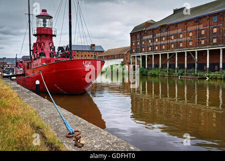 UK,Gloucestershire,Gloucester Docks,Ship Moored along Gloucester & Sharpness Canal Stock Photo