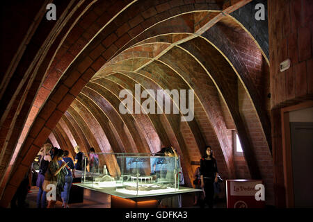 The 'Espai Gaudi' in the attic of 'La Pedrera' -'Casa Milà'  (work of  famous Catalan architect Antoni Gaudi) Barcelona, Spain. Stock Photo