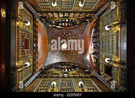 Dome on the ceiling of Palau Guell (architect Antoni Gaudi), Raval, Barcelona, Catalonia, Spain. Stock Photo