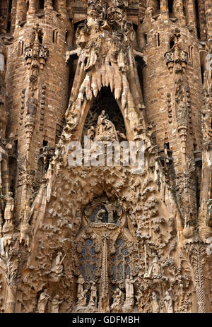 'Detail' from the Nativity facade of the Sagrada Famila, (architect Antoni Gaudi) ,'trademark' of Barcelona, Catalonia, Spain. Stock Photo