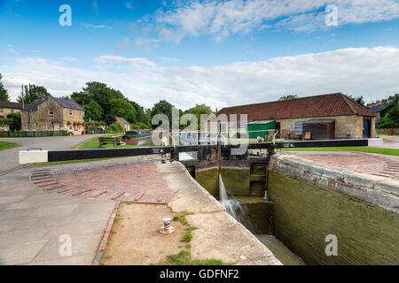 A lock on the Kennet and Avon Canal as it flows through Bradford on Avon in Wiltshire Stock Photo