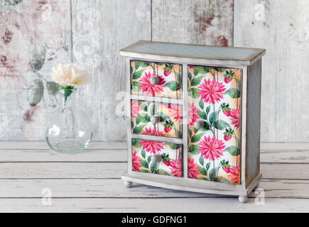 Decoupaged jewellery armoire in a shabby chic style Stock Photo