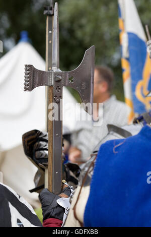 Medieval lancastrian knights battle ready at Tewkesbury medieval festival Stock Photo