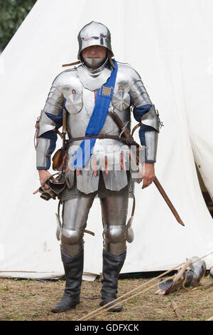 Medieval lancastrian knights battle ready at Tewkesbury medieval festival Stock Photo