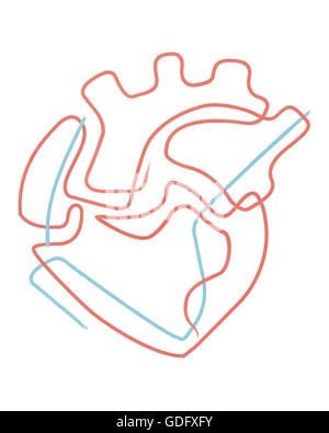 Hand drawn illustration or drawing of an abstract human heart Stock Photo