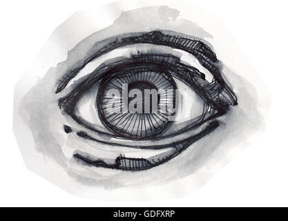 Hand drawn illustration or drawing of a human eye Stock Photo