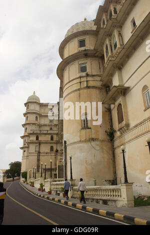 City Palace built in 1559 by Maharana Uday Singh , a symbol of Mevad Artifacts paintings entrance door elephant Udaipur Stock Photo