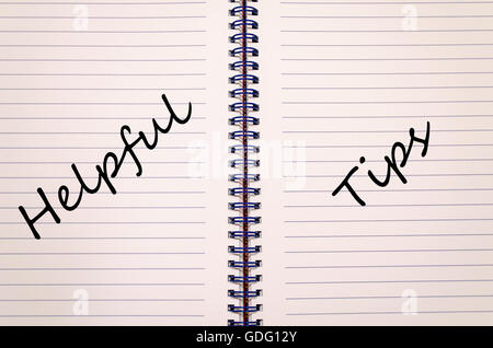 Helpful tips text concept write on notebook Stock Photo