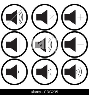 Set of sound icons monochrome. Audio and multimedia, sound control volume. Vector illustration Stock Photo