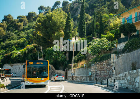 Eze, France - June 28, 2015: Traffic on in suburbs of city Stock Photo