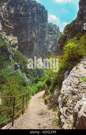 Beautiful trail, path, way, mountain road in Verdon Gorge in France. Travel and hiking concept. Scenic view Stock Photo