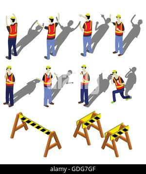illustration of infographic engineer people concept in isometric graphic Stock Vector
