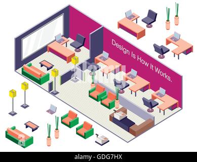 illustration of infographic interior room concept in isometric graphic ...