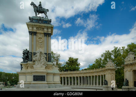 Monument to King Alfonso XII. Sculptures Retiro Park. Madrid, city, Spain. Stock Photo