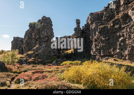 Almannagja gorge in the Pingvellir national park in southwest Iceland. Stock Photo