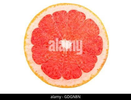Perfect Fresh Grapefruit Isolated on White Background in Full Depth of Field with Clipping Path. Stock Photo