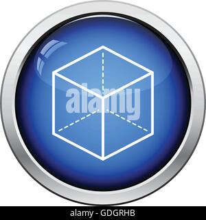 Cube with projection icon. Glossy button design. Vector illustration ...