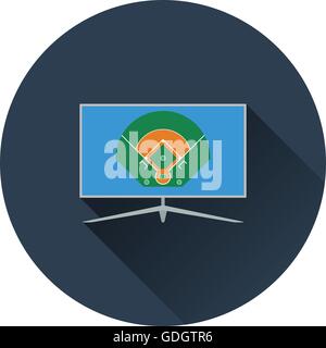 Baseball tv translation icon. Flat color design. Vector illustration. Stock Vector