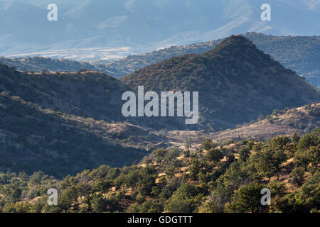 An expansive view opening up to the southeast from high up in the Santa Rita Mountains. Coronado National Forest, Arizona Stock Photo