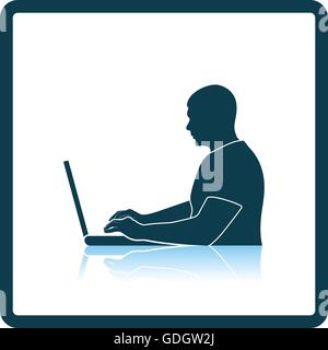 Writer at the work icon. Shadow reflection design. Vector illustration. Stock Vector