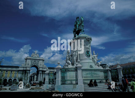 the parca do comercio in the city centre of Lisbon in Portugal in Europe. Stock Photo