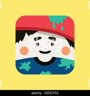 Artist avatar illustration. Trendy painter squared icon with shadows in flat style. Stock Vector