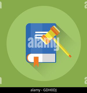 Judge Mallet With Law Book Colorful Icon Stock Vector