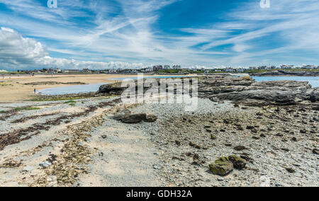 View of beach at Trearddur Bay on Anglesey Stock Photo