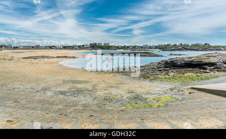 View of beach at Trearddur Bay on Anglesey Stock Photo