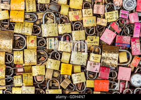 TORONTO, CANADA - JULY 1, 2016: Love Locks in Distillery District. Stock Photo