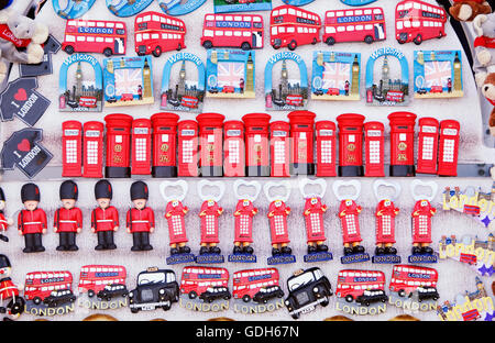 Tourist souvenirs on souvenir stand in London, Great Britain, United Kingdom Stock Photo